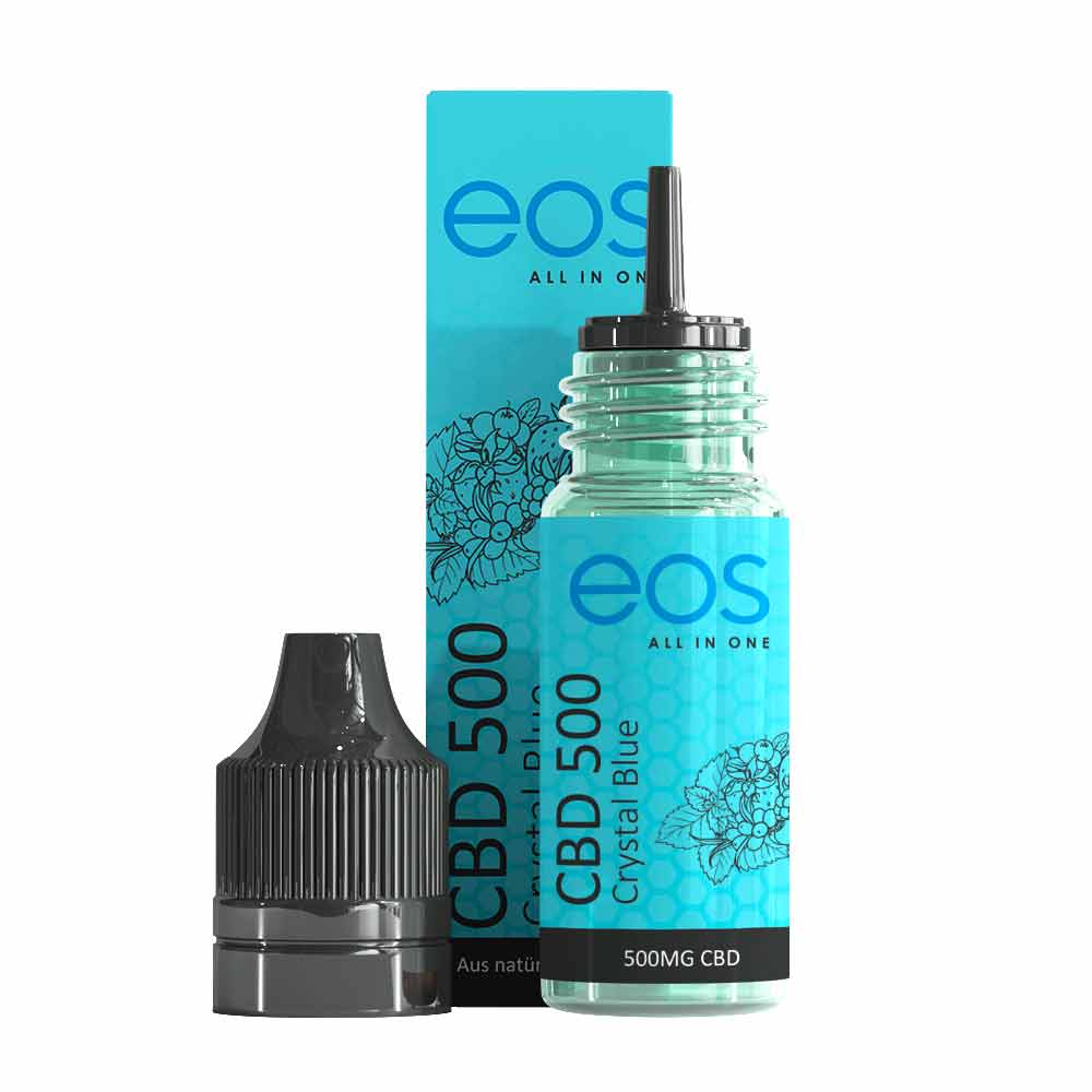 Eos CBD Liquid mit dem Geschmack Crystal Blue- 500mg CBD, für alle Vapes - Verfügbar bei Green Botanic 
