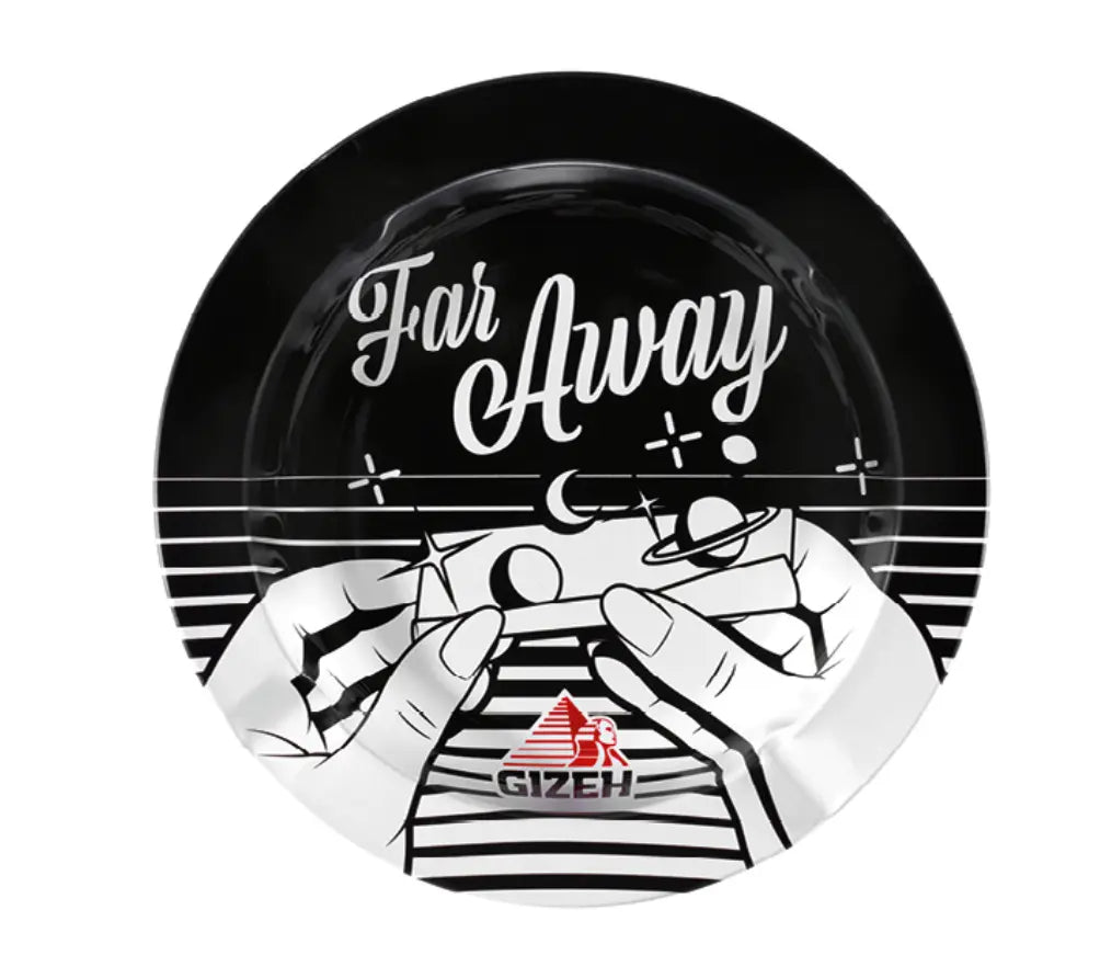 Gizeh Aschenbecher einzeln mit Aufschrift Far Away- 2 Hände drehen Joints- Ratgeber & Headshop