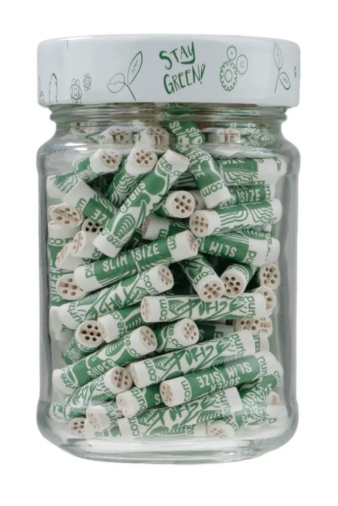 111er Glas mit Aktivkohlefilter von Purize im Super Size Slim Format- günstige Drehfilter bei Green Botanic