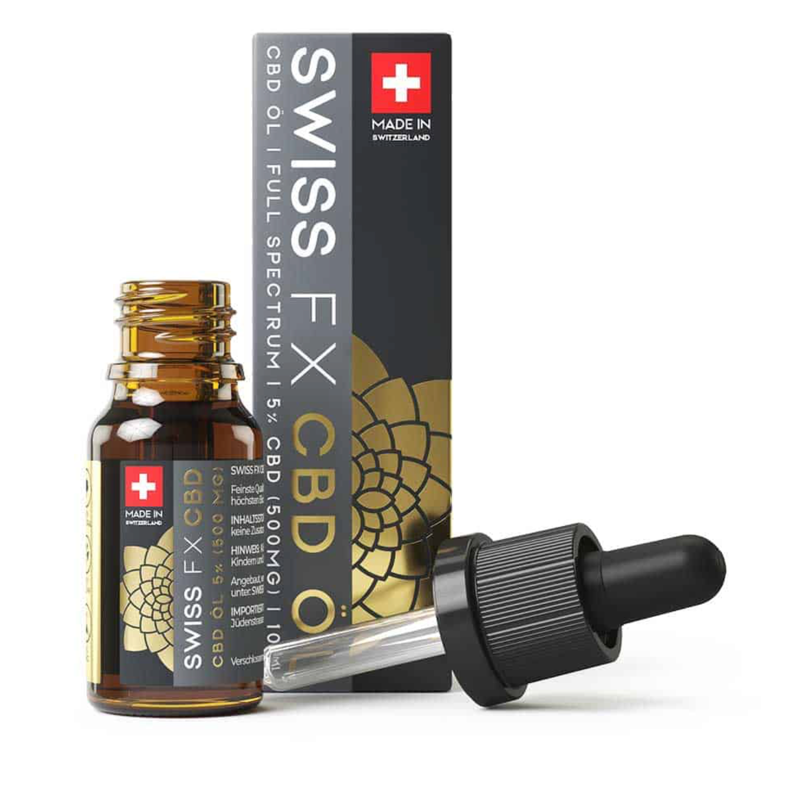 Beruhigende CBD Tropfen von Swiss FX. Vollspektrum Öl zur oralen Einnahme 