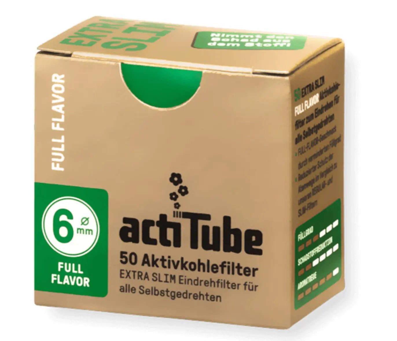 ActiTube Aktivkohlefilter im Extra Slim Design. 6mm Eindrehfilter für Selbstgedrehte 