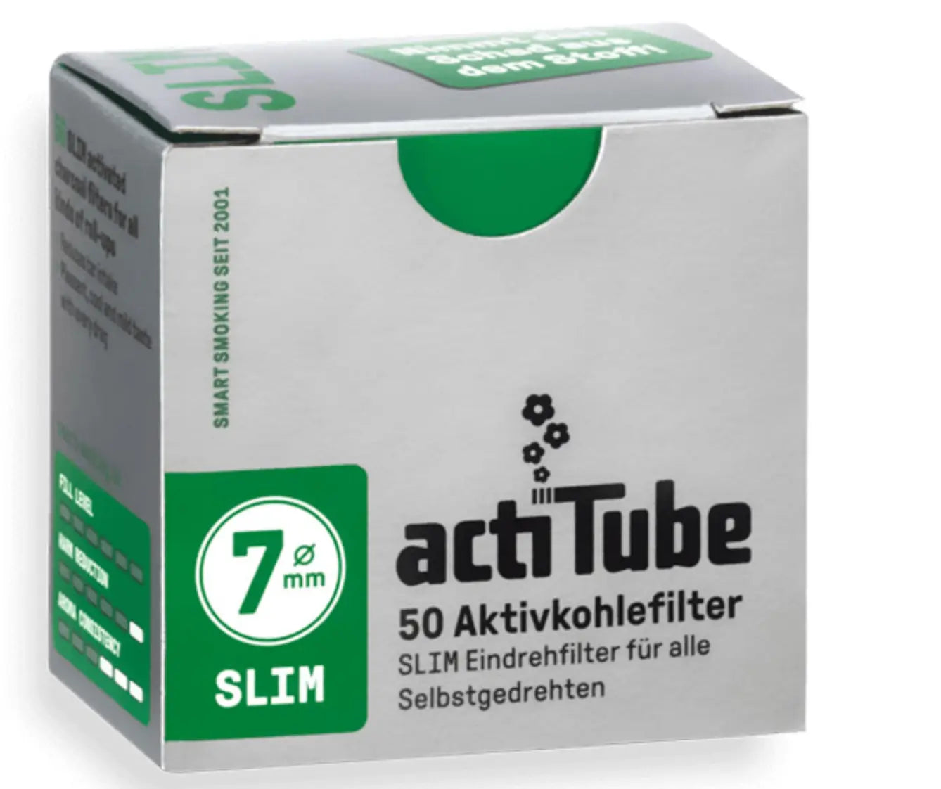 Kaufe un unser beliebtes Aktivkohlefilter Bundle im Slim Design. 7 mm für ein gesünderen Cannabiskonsum.