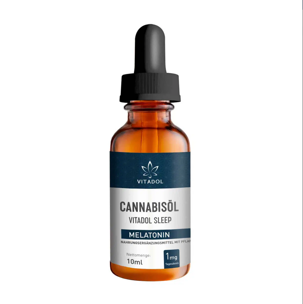 Cannabis Mund tropfen mit Melatonin auf CBD Basis. Ideale Einschlafhilfe.
