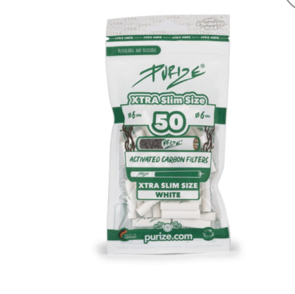 50 weiße Aktivkohlefilter von Purize- holt ihr die aktiv Carbon Filters und habe ein ideales Raucherlebnis- gesünder auch mit Green Botanic